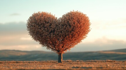 Detailed close-up of a heart-shaped tree with a minimalist design, set against a neutral background, emphasizing its elegant and symbolic shape.