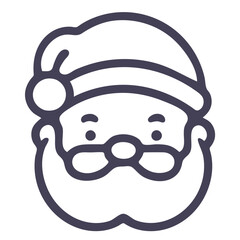 Wall Mural - A simple black and white illustration of a smiling Santa Claus face with a hat