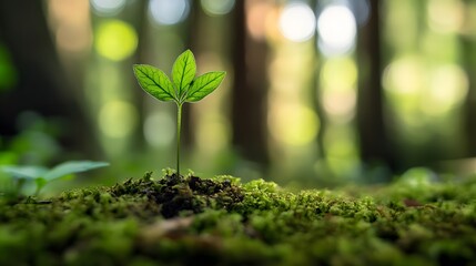 Tiny Green Sprout Growing in the Forest