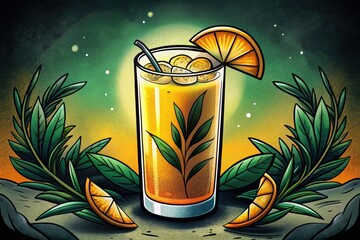 Poster - Refreshing citrus drink garnished with a vibrant orange slice.