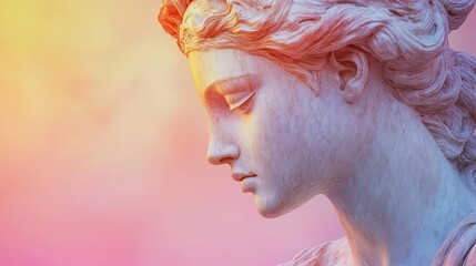 reimagined aphrodite statue surreal pastel background contemporary artistic interpretation