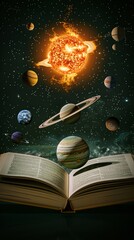 Wall Mural - open book and universe