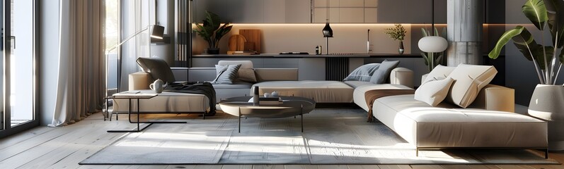 Wall Mural - scandinavian loft apartment. 3d rendering. 