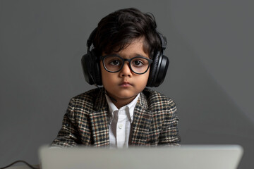 Wall Mural - generated with ai portrait of cute charming child wear costume like an adult
