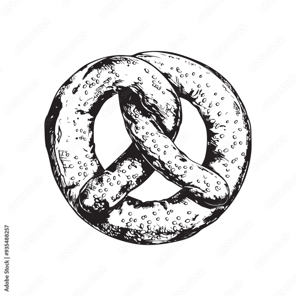 Pretzel vector design isolated on white background - black and white ...
