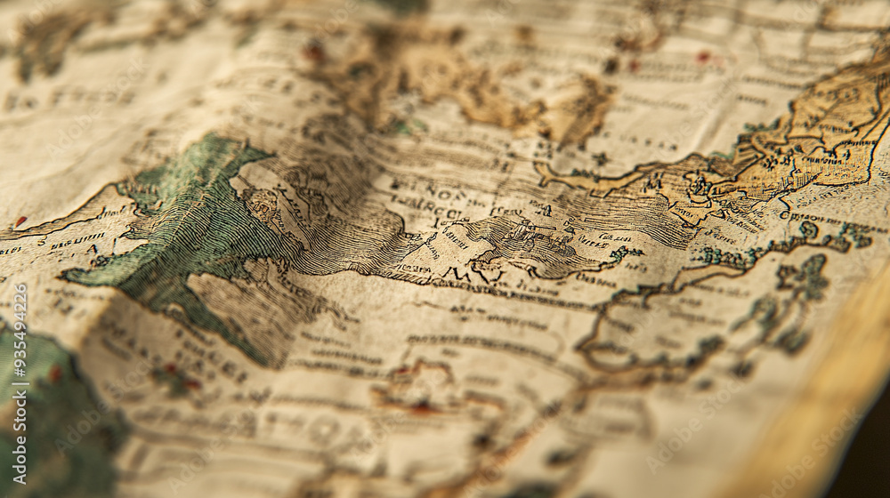 An antique map showcasing intricate details and historical significance ...