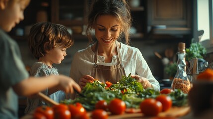 Happy Family Cooking Together