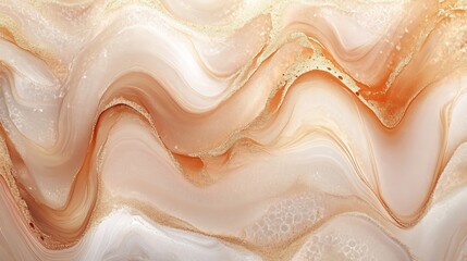 Poster - Abstract fluid art background light brown and bronze colors Liquid marble Acrylic painting on canvas with beige shiny gradient Alcohol ink backdrop with pearl wavy pattern : Generative AI