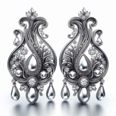 Wall Mural - silver earrings with diamonds