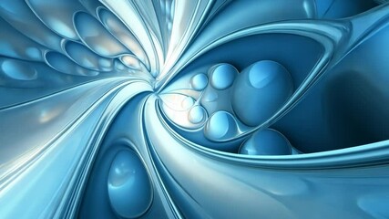 Wall Mural - blue wave fractal line geometry abstract background illustration, minimal geometric pattern, dynamic