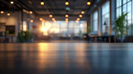 Leinwandbilder - The open space office is empty and dim Abstract light effect on office interior background for design : Generative AI