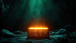 © Oranuch - A mystical glowing box rests in a dark cavern, illuminated by an ethereal light, creating an enchanting atmosphere.