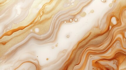 Poster - Abstract fluid art background light brown and bronze colors Liquid marble Acrylic painting on canvas with beige shiny gradient Alcohol ink backdrop with pearl wavy pattern : Generative AI