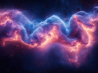 Wall Mural - ethereal cosmic landscape with swirling tendrils of blue mint and purple smoke distorted by glitch e
