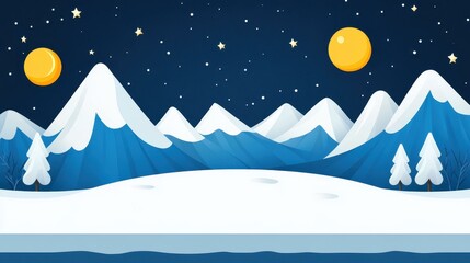 Sticker - Dive into a whimsical fantasy night, where colorful textures and a glowing moon create a serene, snowy landscape.