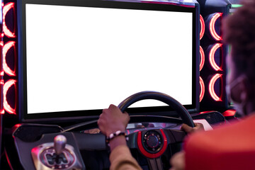 Wall Mural - Transparent screen mockup png car racing arcade game