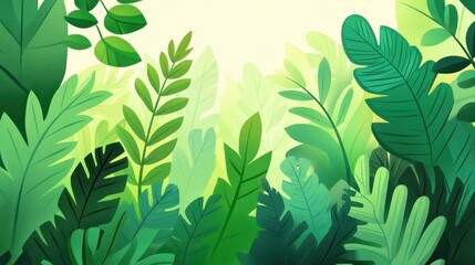 Sticker - A vibrant artwork showcases lush ferns, intricately detailed, adding natures charm to a whimsical, shadowy backdrop.