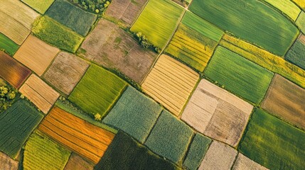 Aerial View of Patchwork Farm Fields