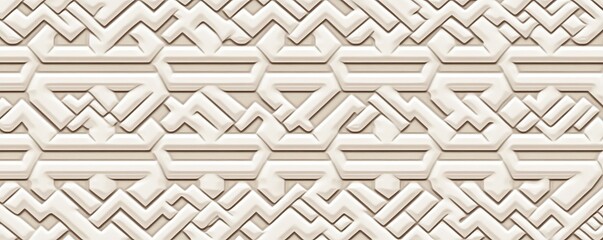 Wall Mural - Abstract Geometric Pattern with White Embossed Shapes on Beige Background, abstract , background , geometric , pattern