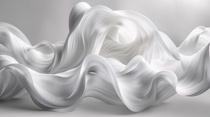 Fototapete - Serene Origami Waves: Minimalistic Abstract Design with Monochromatic Curves