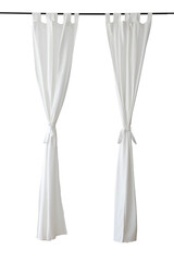 Poster - White drapery hanging from a curtain rod design element