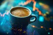 © Mikki Orso - Coffee cup on digital stock market graph background captured in a photography shot