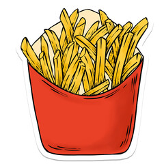 Wall Mural - Fries sticker with a white border