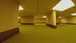 © Dmytro - 3d render liminal space backrooms wallpaper HD high resolution scene of a modern office corridor