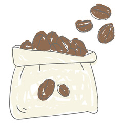 Wall Mural - Doodle coffee beans in a bag design element