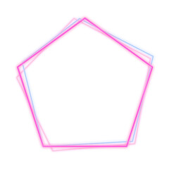 Canvas Print - Pink and blue pentagon neon frame design element