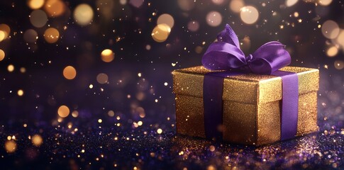 Sparkling Gift Box with Purple Bow