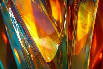 Aufkleber - An intricate design of glass facets that glow with warm hues, creating a captivating visual effect that blends artistry with functionality for luxurious interior decorations.
