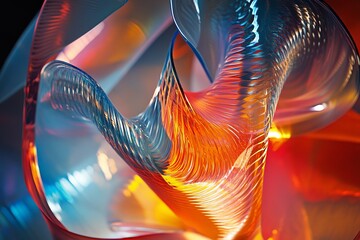 Aufkleber - A dynamic glass sculpture characterized by vivid light interplay and flowing forms, creating an eye-catching centerpiece that enhances the ambiance of any modern space.