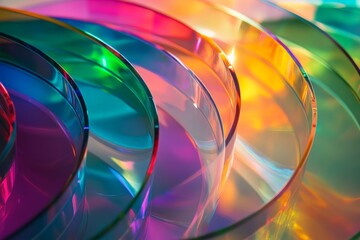 Aufkleber - Colorful and abstract light rings form vibrant arcs, casting a dazzling display of hues and reflections, providing a striking visual experience with an emphasis on modern artistic design.