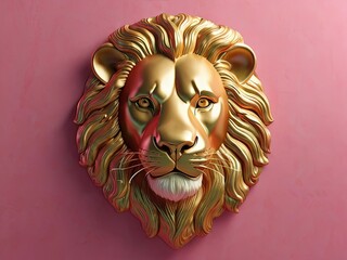 Wall Mural - golden Lion Face Logo,,