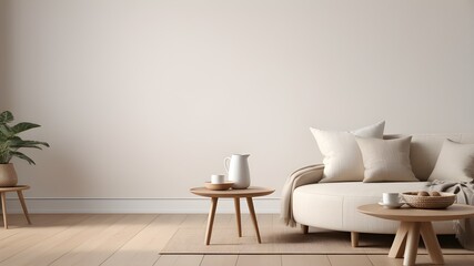 Wall Mural - Scandinavian living room interior background, a living room filled with furniture