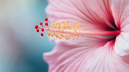 A close-up of a pink hibiscus flower, symbolizing tropical beauty