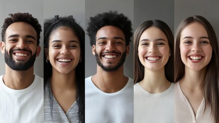 Wall Mural - A group of people smiling in different ways, AI