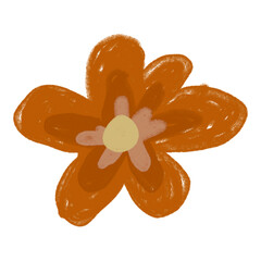 Sticker - Orange flower png doodle sticker, transparent background