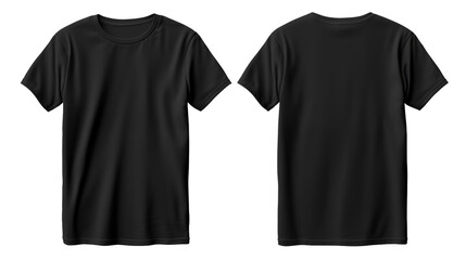 Blank Black t-shirt mockup, front and back view isolated on transparent background. Generative ai