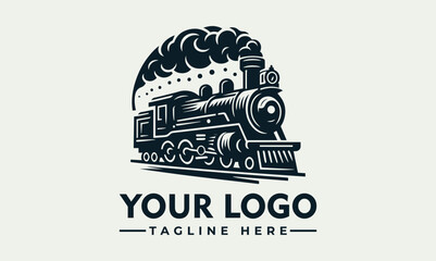 Sticker - Retro steam locomotive vector logo illustration