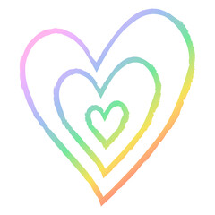 Poster - Png rainbow heart design element in hand drawn style