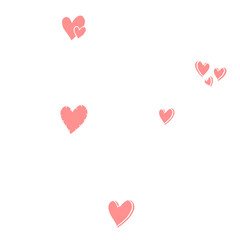 Poster - Png heart icons, pink set in hand-drawn doodle style