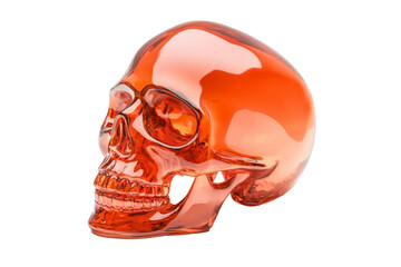 Poster - 3D glass skull with glowing Halloween themed details isolated on transparent background 