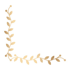 Sticker - Png gold botanical, laurel border vintage style