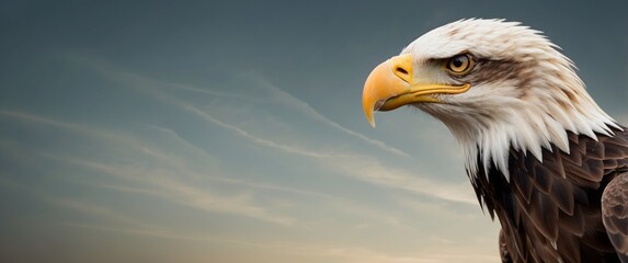 Wall Mural - Bald Eagle Profile Against Cloudy Sky