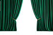 © fotogurmespb - Velvet emerald green curtain tied back with golden rope isolated on transparent background