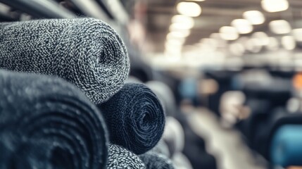 Poster - Closeup of yarn spools with blurred background.