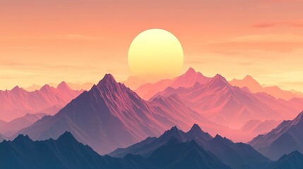 Sticker - Mountains during sunset. Beautiful natural landscape in the summer time. 