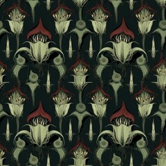 Naklejka na meble Whimsigoth Victorian corpse flower seamless floral pattern 